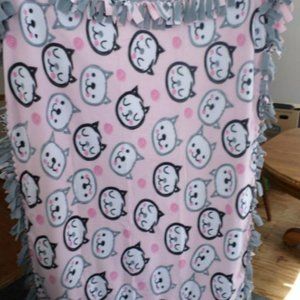 Handmade Fleece Cat Faces Blanket